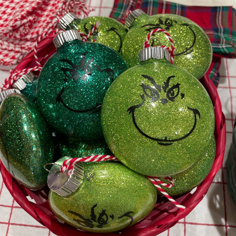 Sparkling Green Grinch Holiday Ornaments - Picture 2 of 2